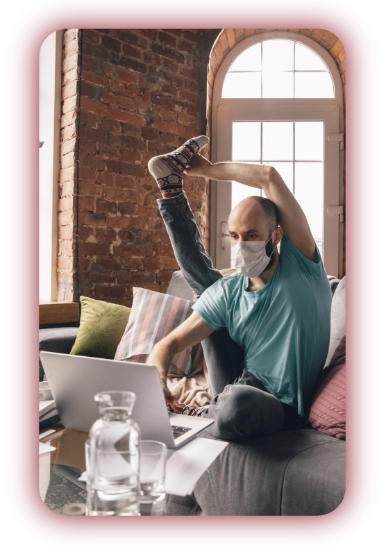 Etirement à domicile avec un halo rouge